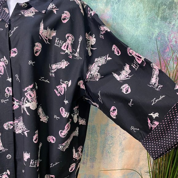 📌Victoria Jones  London Rome Attractions Button Down 5X Blouse - Picture 3 of 8
